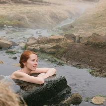 Woman swimming in river